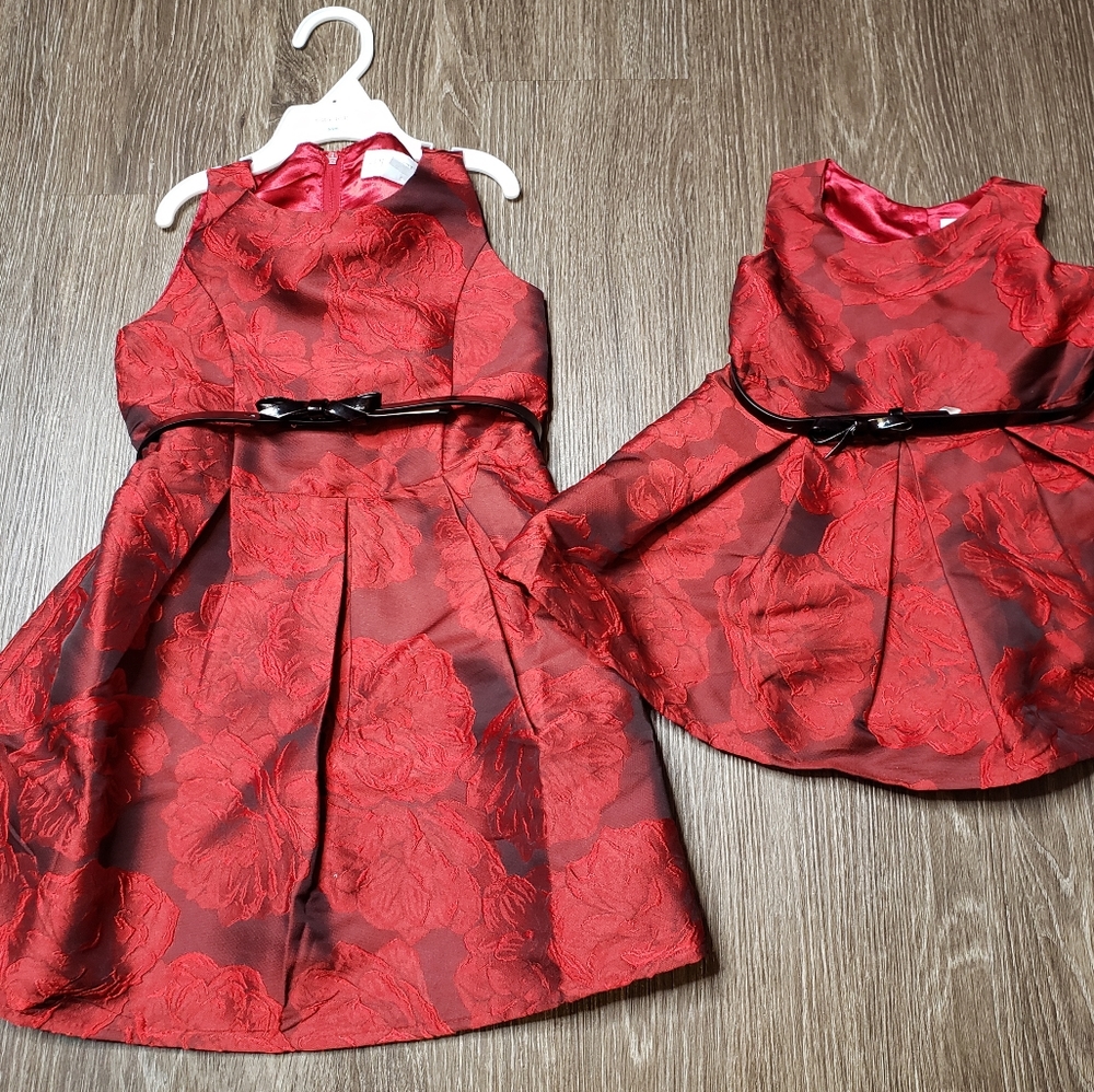 Matching Girls Ruby Red Dresses